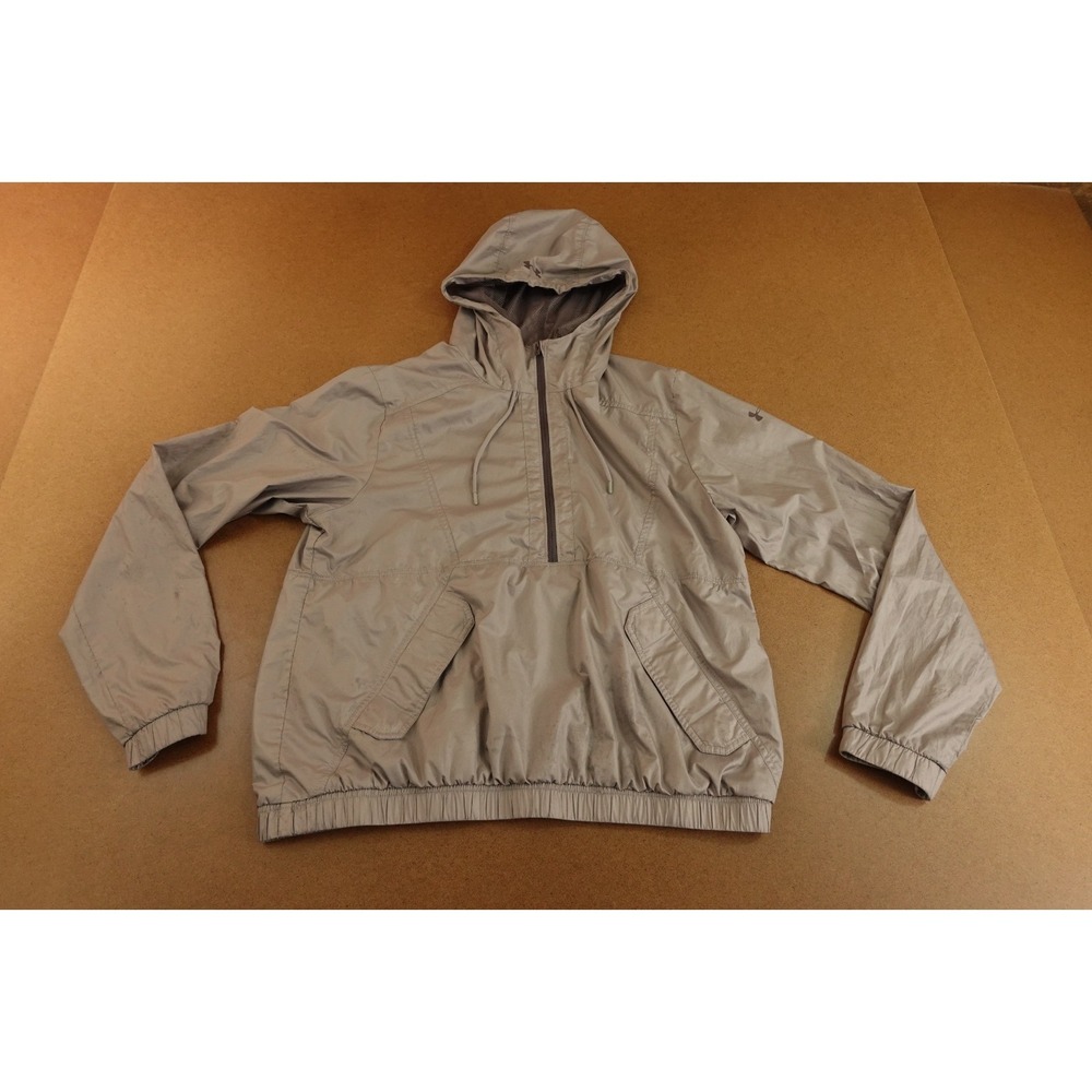 Under Armour Womens Size Medium Loose Gray 1/2 Zip Hooded Windbreaker Jacket